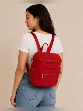 Cherry Red Fawn Inspired Women's Mini Backpack Diaper Bag